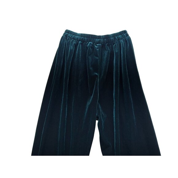 R& M Richards Womens Velour Pants Size 6P Emerald Green Elastic Waist - Picture 9 of 11